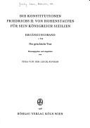 Cover of Die Konstitutionen Friedrichs II. von Hohenstaufen für sein Königreich Sizilien by Sicily (Italy)