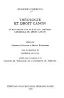 Front cover of Théologie et droit canon by Eugenio Corecco