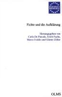 Front cover of Fichte und die Aufklärung by Carla De Pascale
