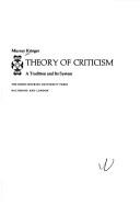 Cover of Theory of criticism by Krieger, Murray