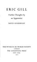 Cover of Eric Gill by David Kindersley