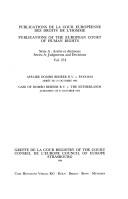 Front cover of Affaire Dombo Beheer B. V. c. Pays-Bas : arrêt du 27 Octobre 1993 = by European Court of Human Rights.