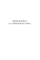 Front cover of Roger Munier et la "topologie de l'être" by Chantal Colomb