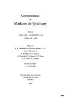 Front cover of Correspondance de Madame de Graffigny by Françoise de Grafigny