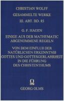 Front cover of Einige aus der Mathematic abgenommene Regeln by Gottlieb Friedrich Hagen