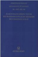 Front cover of Die wissenschaftliche methode bei Christian Wolff by Juan Ignacio Gómez Tutor