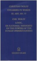 Cover of Vernünfftige Gedancken von den Kräfften des menschlichen Verstandes by Christian Wolff
