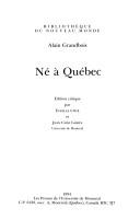 Cover of Né à Québec by Alain Grandbois