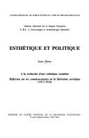Front cover of À la recherche d'une esthétique socialiste by Jean Pérus