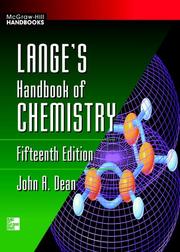 Front cover of Lange's Handbook of Chemistry by John A. Dean