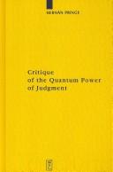 Front cover of Critique of the quantum power of judgment by Hernán Pringe