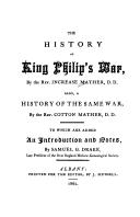 Front cover of The history of King Philip's war by Increase Mather