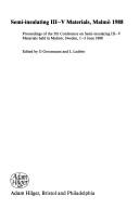 Front cover of Semi-insulating III-V materials by Conference on Semi-insulating III-V Materials (5th 1988 Malmö, Sweden)