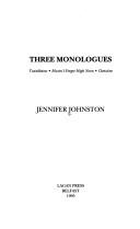 Cover of Three monologues by Jennifer Johnston