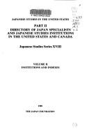 Front cover of Japanese Studies in the United States by Patricia G. Steinhoff