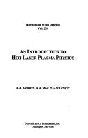 Front cover of An introduction to hot laser plasma physics by Alexander A Andreev