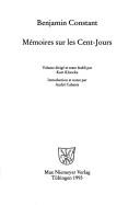 Cover of Mémoires sur les Cent-Jours by Benjamin Constant