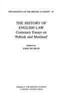Front cover of The history of English law by Hudson, John