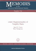 Front cover of Joint hyponormality of Toeplitz pairs by Raúl E. Curto