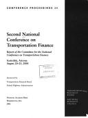 Front cover of Second National Conference on Transportation Finance by National Conference on Transportation Finance (2nd 2000 Scottsdale, Ariz.)