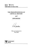 Front cover of The presuppositions of critical history by F. H. Bradley