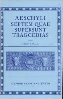 Front cover of Septem quae supersunt tragoedias by Aeschylus