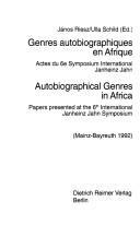 Front cover of Genres autobiographiques en Afrique by Janheinz Jahn Symposium (6th 1992 Mainz, Germany and Bayreuth, Germany)