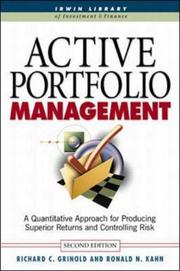 Cover of Active portfolio management by Richard C Grinold