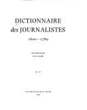 Front cover of Dictionnaire des journalistes, 1600-1789 by Jean Sgard
