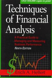 Front cover of Techniques of financial analysis by Erich A. Helfert