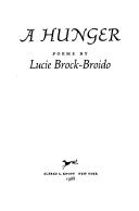 Cover of A hunger by Lucie Brock-Broido