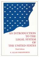 Front cover of An introduction to the legal system of the United States by E. Allan Farnsworth