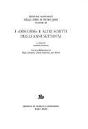 Cover of I " discorsi" e altri scritti degli anni settanta by Pietro Verri