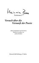Cover of Versuch über die Vernunft der Poesie by Heinrich Böll