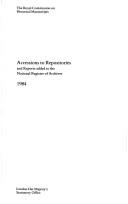 Front cover of Accessions to repositories and reports added to the National Register of Archives by Great Britain. Royal Commission on Historical Manuscripts.