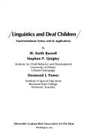 Front cover of Linguistics and deaf children by W. Keith Russell