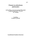 Cover of Chemie im achtzehnten Jahrhundert by Michael Engel
