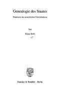 Cover of Genealogie des Staates by Roth, Klaus