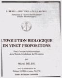 Front cover of L' évolution biologique en vingt propositions by Michel Delsol