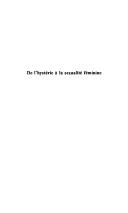 Front cover of De l'hystérie à la sexualité féminine by Alain Lefèvre