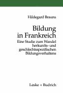 Front cover of Bildung in Frankreich by Hildegard Brauns