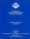 Front cover of Proceedings of the 33rd Annual ACM Symposium on Theory of Computing by ACM Symposium on Theory of Computing (33rd 2001 Hersonissos, Greece)