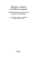 Cover of Memoria e infanzia tra Alfieri e Leopardi by Marco Dondero