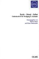 Front cover of Recht - Moral - Selbst by Marion Heinz