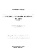 Front cover of La descente d'Orphée aux enfers by François de Chapoton