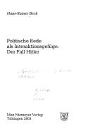 Front cover of Politische Rede als Interaktionsgefüge by Hans-Rainer Beck