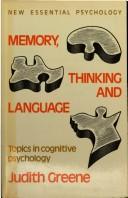 Cover of Memory, Thinking and Language by Judith Greene