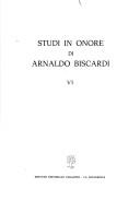 Front cover of Studi in onore di Arnaldo Biscardi by Franco Pastori