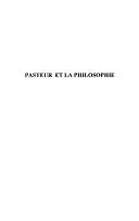 Front cover of Pasteur et la philosophie by Patrice Pinet