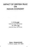 Front cover of Impact of British rule on Indian economy by Promila Suri